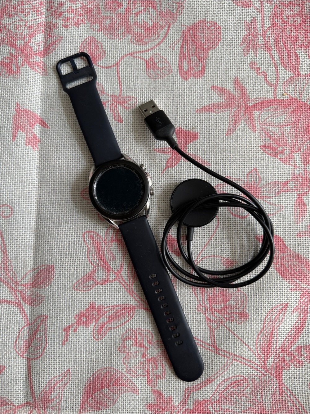 Samsung Galaxy Watch Black Silicone Smartwatch with Magnetic USB Charger